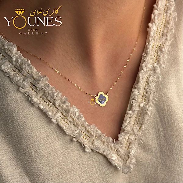 گردنبند میناکاری ونکلیف بنفش طلا